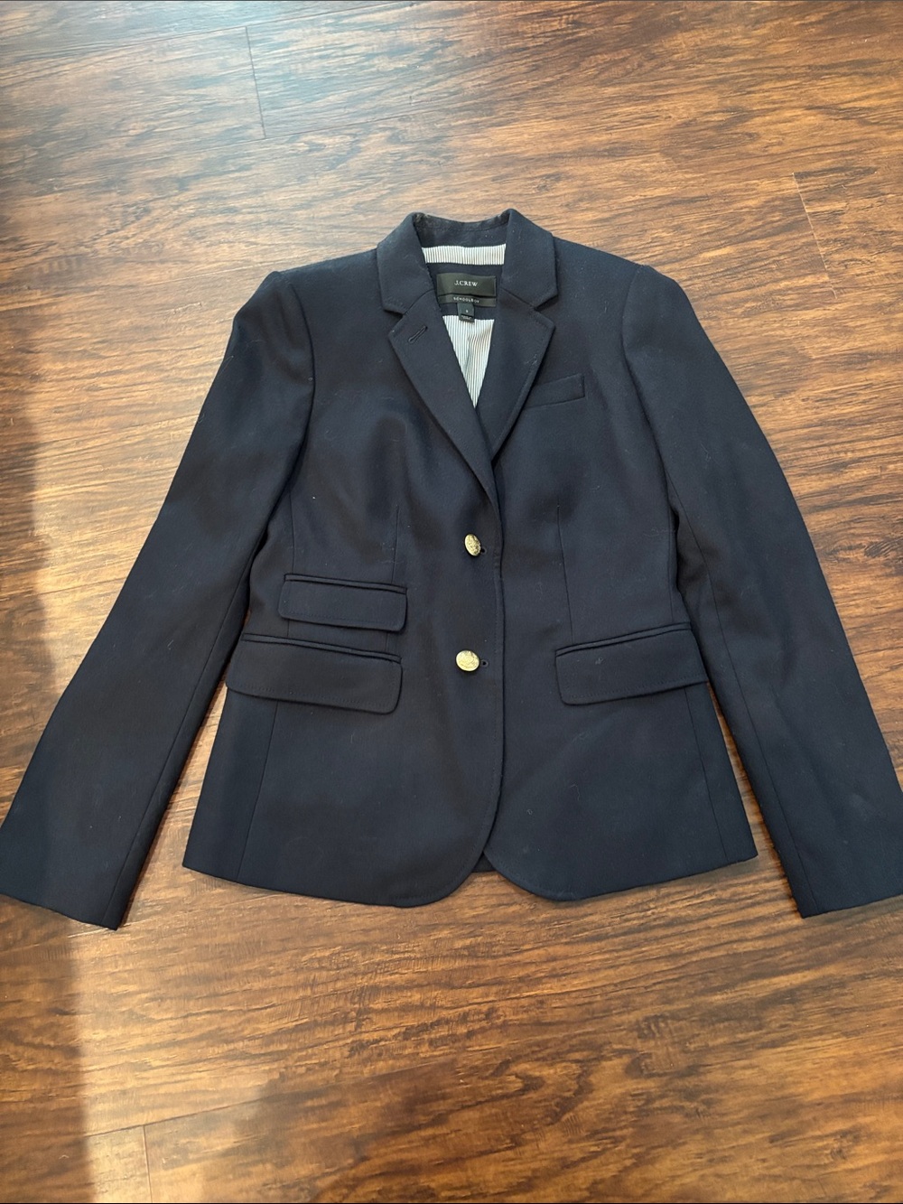 J. Crew Women's Schoolboy Navy Blazer with Gold Buttons
